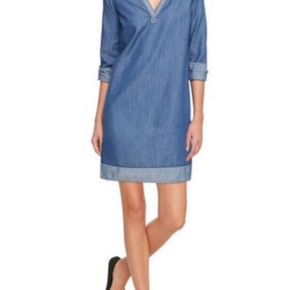 Gap chambray denim long sleeve mini tunic dress